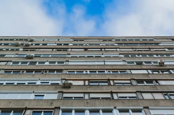 Residential block of flats, illustrating buildings that could benefit from the Public Sector Decarbonisation Scheme